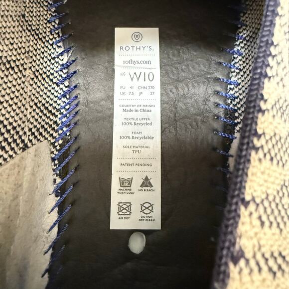 Rothys The Original Slip On City Sneakers Maritime Blue Tiger Print Retired 10‎ - Picture 10 of 12